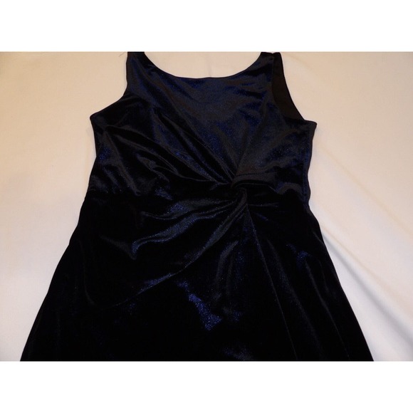 Calvin Klein Dress Womens 10 Navy Blue Velvet Twist Knot V Neck Sleeveless Knee - Picture 3 of 10